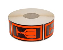 Varningsetikett röd GLAS SYMBOL, 1000/rl