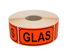 Varningsetikett röd GLAS, 1000/rl